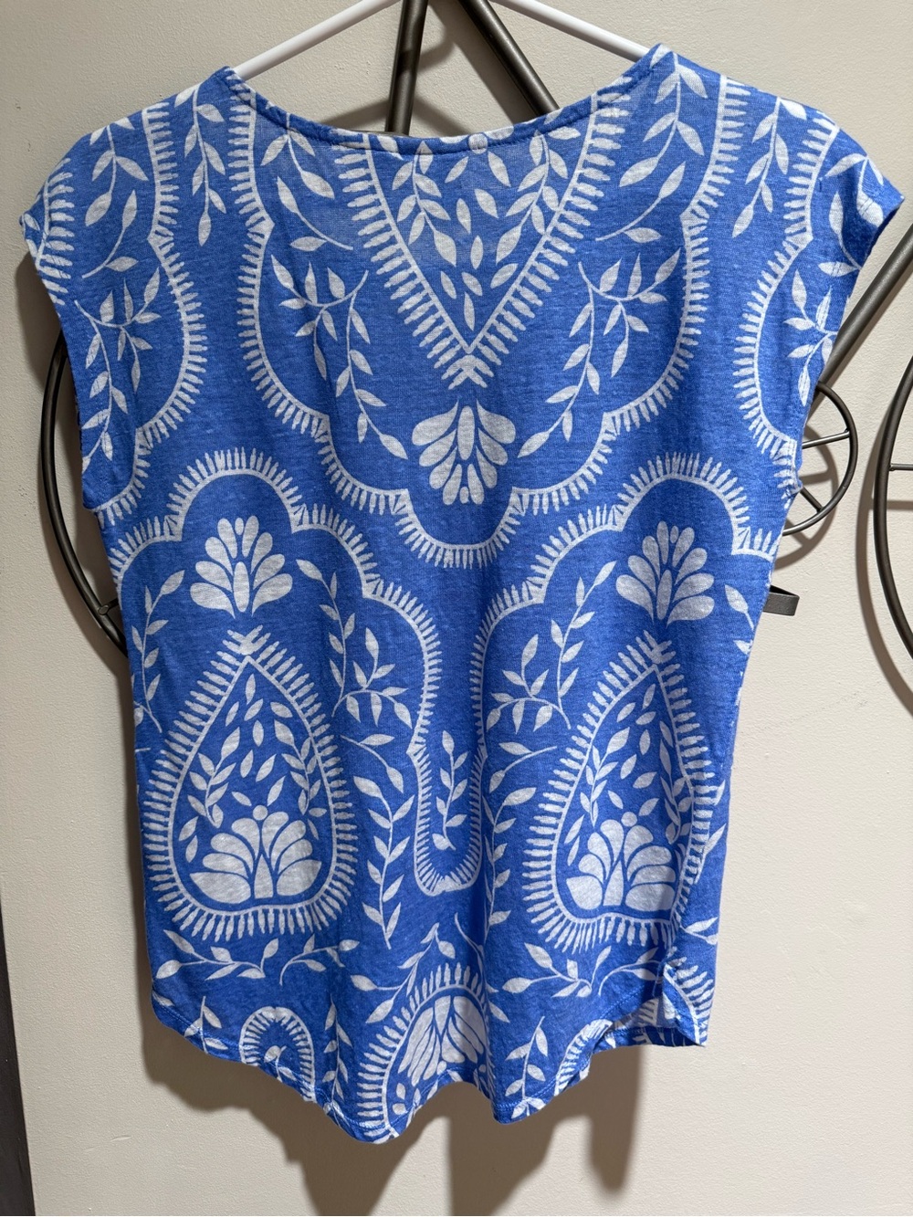 Joie Blue Floral Print Cap-Sleeve Women's Top Size S 100% Linen - Picture 3 of 4